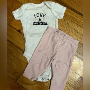 Newborn baby girl onesie and pants set